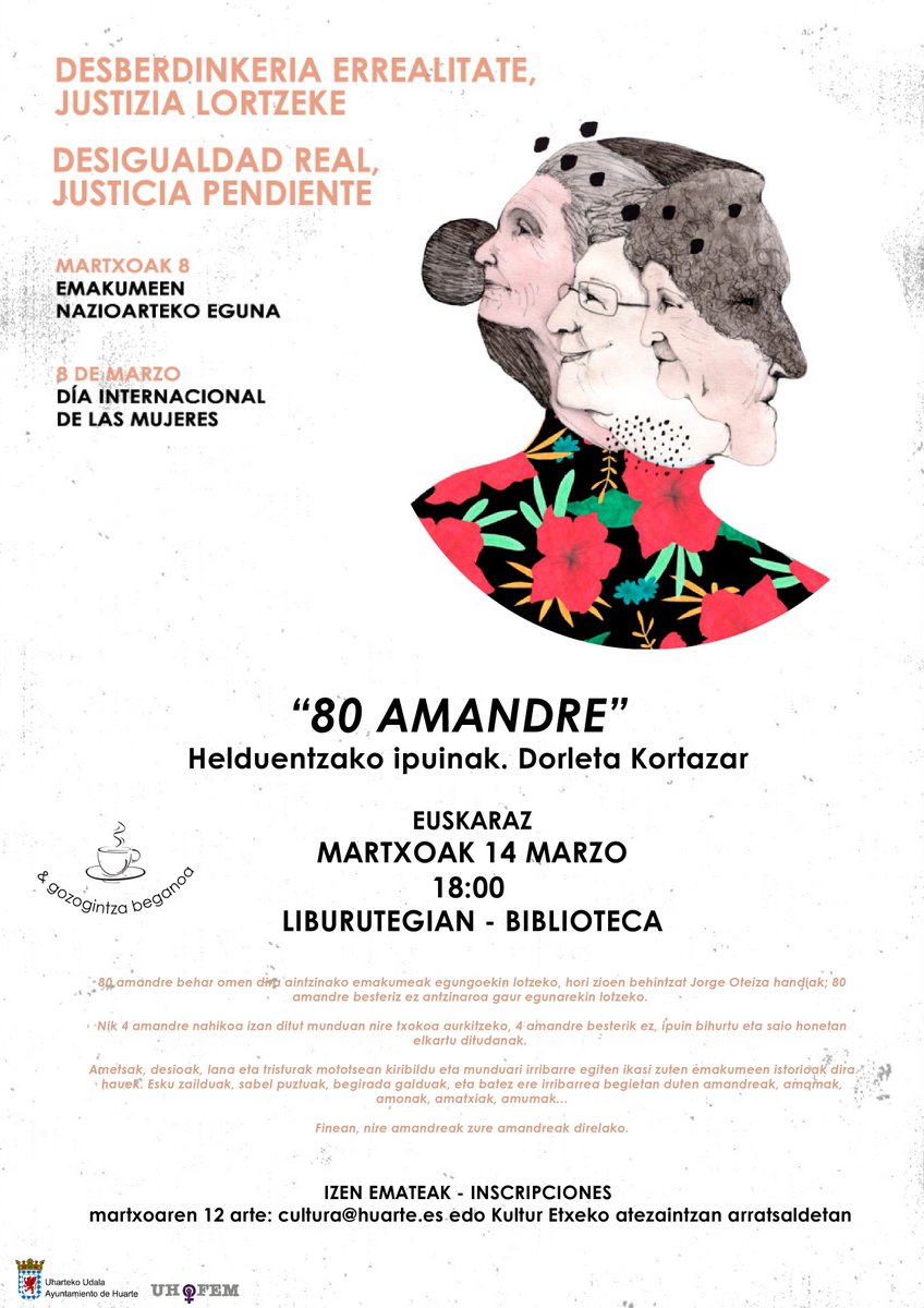 🟣☕📖 Ostiralerako helduentzako jarduera GOXO eta GOZO bat proposatzen dizuegu!  

🟣☕📖 ¡Os proponemos una actividad para personas adultas CÁLIDA y DULCE para el viernes! 

<a href="/Uharteko_Udala/">Ayuntamiento Huarte</a> <a href="/dorletakortazar/">Dorleta Kortazar Alkoz</a>