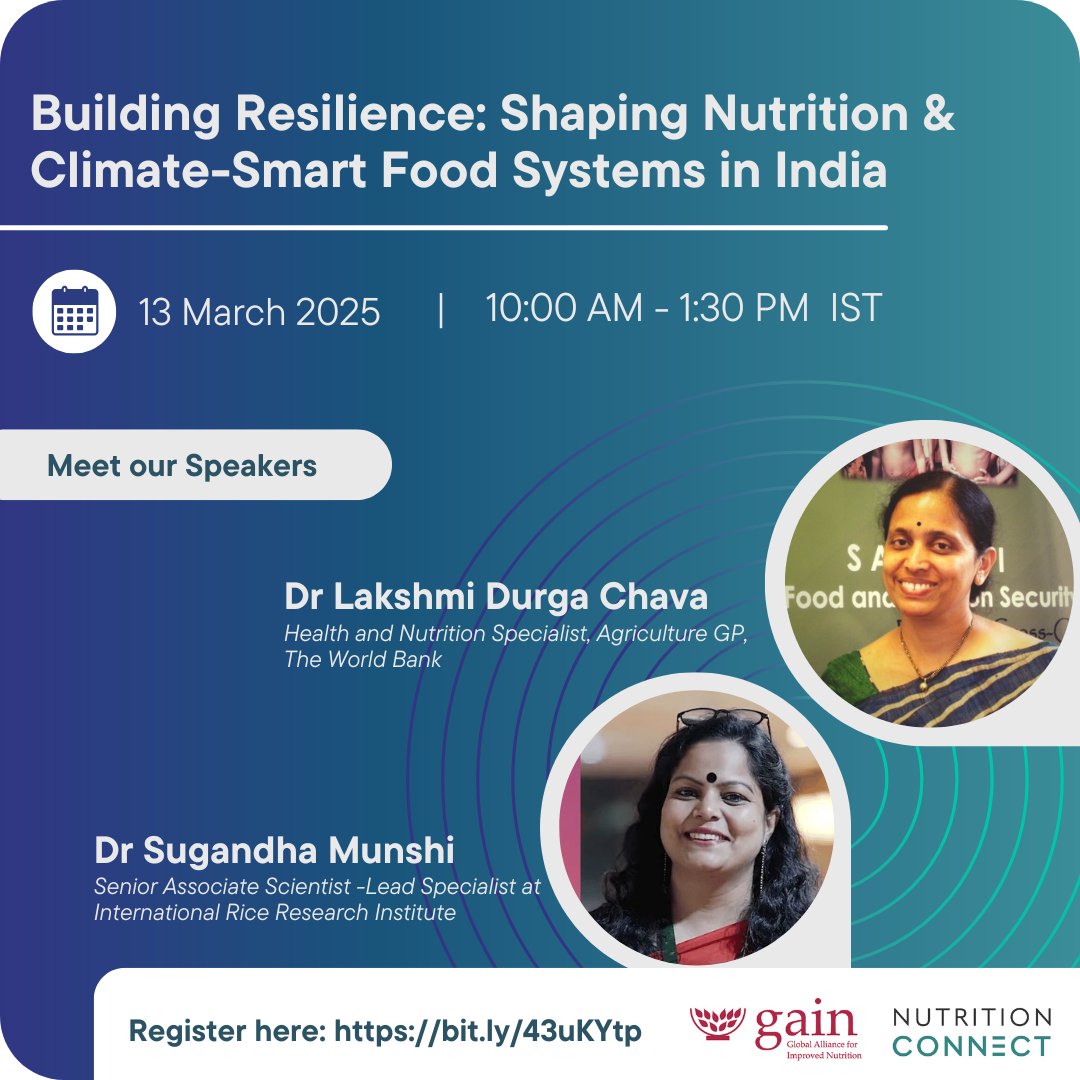 📢 Webinar Alert! 
🎙️Hear from experts, as they share actionable insights for climate-smart &amp; resilient food systems🌍

📅 [13 March 2025] [10:00 AM - 1:30 PM IST]

🔗 Join the movement! Register Here: [bit.ly/43uKYtp]

#N4G #HealthierDiets4All #SustainableAgriculture