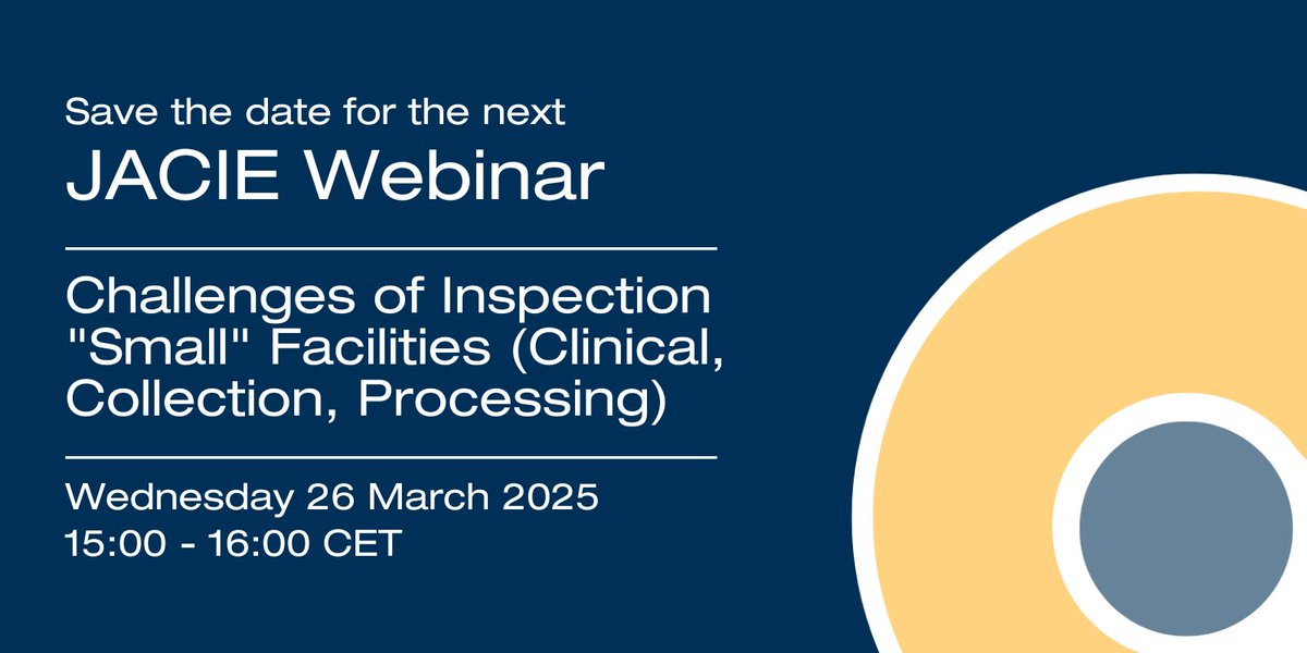 JACIE_EBMT's tweet image. 📢 Join us on 🗓️ 26 March for insights on inspection challenges for smaller centres! Get tips and advice from top specialists in Apheresis, Clinical Adults, Clinical Paeds and Quality Management. 💻 Save the date and sign up for the free webinar now. ⬇️ ebmt.webex.com/webappng/sites…