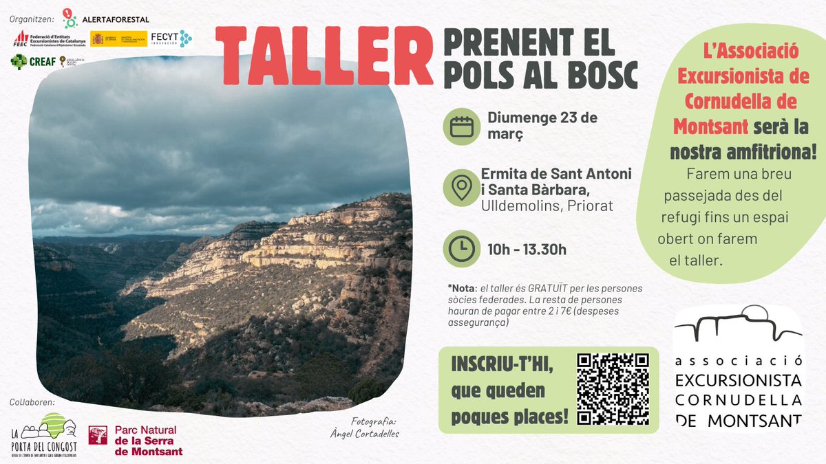 CREAF (@creaf_ecologia) on Twitter photo AGENDA!🌿Vols aprendre a avaluar la salut dels #boscos?🧐 Doncs el diumenge 23/03, uneix-te a <a href="/AlertaForestal/">AlertaForestal</a> en un taller que organitzem al Priorat🌄Aprendrem a identificar els efectes de la sequera, processionària i eruga del boix🔍
🔗Inscripcions: shorturl.at/LvXbc AGENDA!🌿Vols aprendre a avaluar la salut dels #boscos?🧐 Doncs el diumenge 23/03, uneix-te a <a href="/AlertaForestal/">AlertaForestal</a> en un taller que organitzem al Priorat🌄Aprendrem a identificar els efectes de la sequera, processionària i eruga del boix🔍
🔗Inscripcions: shorturl.at/LvXbc
