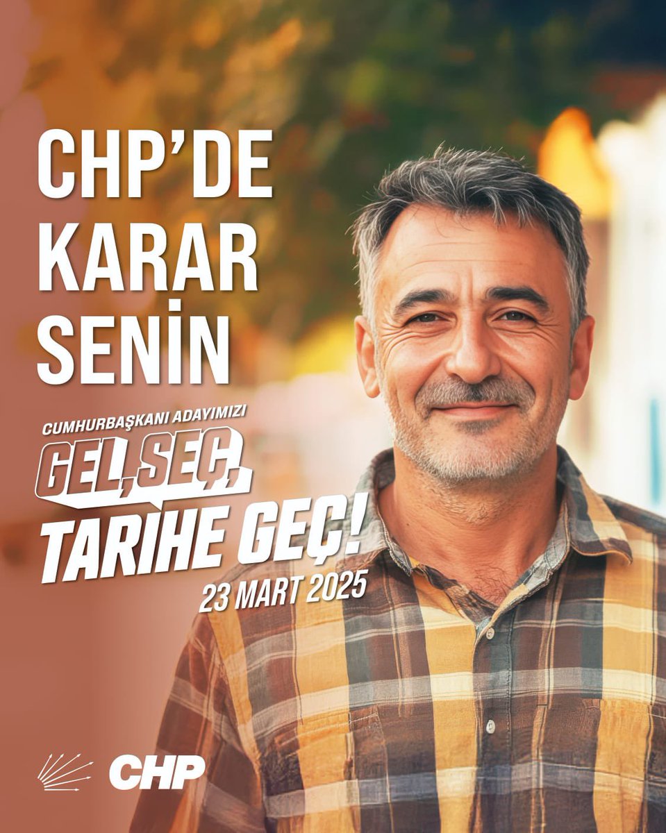 Tüm yurttaşlarımızı Türkiye’nin geleceğine ortak olmaya davet ediyoruz.

23 Mart 2025 Pazar günü sen de #GelSeçTariheGeç