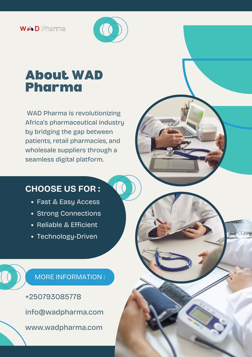 wadpharma's tweet photo. Need medicine fast? WAD Pharma makes it easy! We connect patients, pharmacies, and suppliers for quick and reliable access to essential medicines.  #Wadpharma #Healthcareforall https://t.co/YccYsiZpow