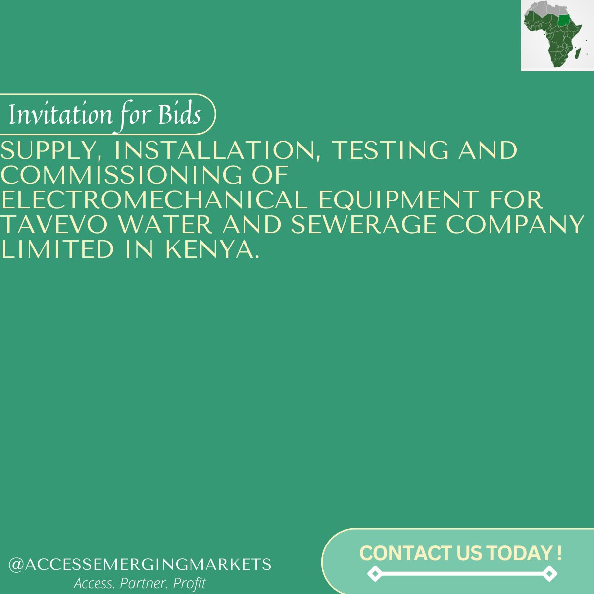 EmergingMarkett's tweet image. Contact us today to secure this project opportunity in Kenya.

Check out the project details here: lnkd.in/d3_i5kdM

#TradeAndDevelopment #Opportunities #ProjectPartnership #MarketExpansion #StrategicCollaboration #kenya #supply #water #treatment