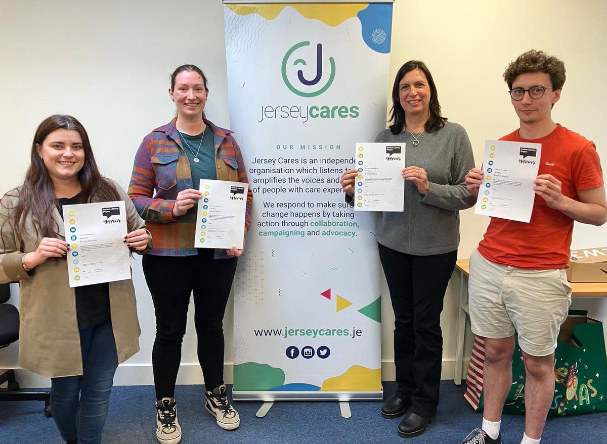Jersey Cares have completed carbon literacy training with AsndEco and have made carbon pledges to ensure that as a charity we can work to ensure all of those with care experience in Jersey can come to know love, belonging &amp; opportunity, while keeping our carbon footprint light.
