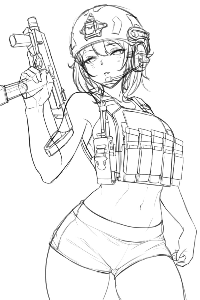 Update what I’ve drawn today—not much, but at least there’s a bit of progress. 
#anime #art #tactical #gun