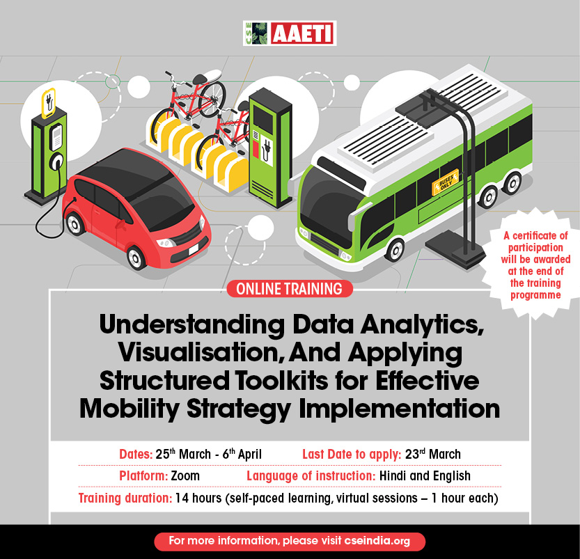 #OnlineCourse | CSE's new online training course explores how to use data to design sustainable urban mobility solutions. Learn to analyse, visualise &amp; leverage spatial data for effective mobility planning.
To register, visit👇
 cseindia.org/understanding-…