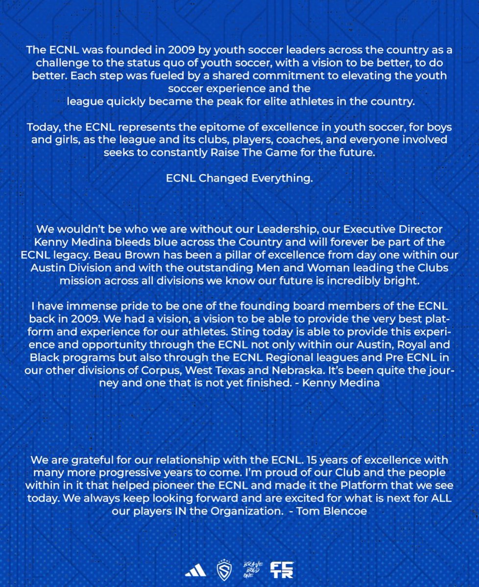 Ready for the next 15 <a href="/TheECNL/">The ECNL</a> <a href="/ECNLgirls/">ECNL Girls</a> <a href="/ECNLboys/">ECNL Boys</a> #WeAreSting