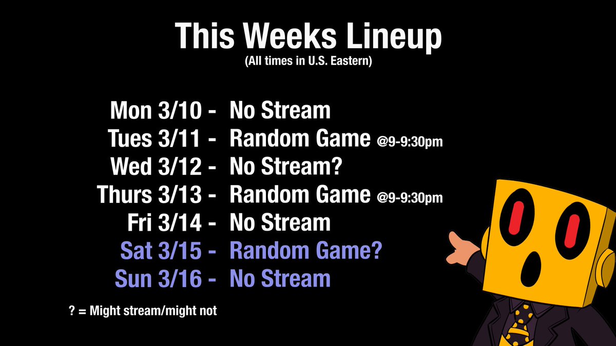 Job stuff calmed down, more likely to strem. Yipee!!
