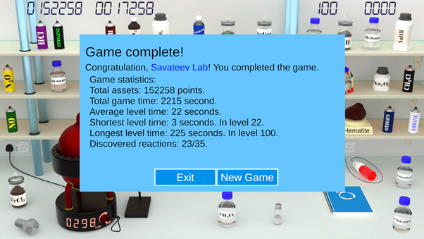 Savateev Lab (@savateevlab) on Twitter photo 🎮🕹️Here is our score upon completion of #ChemChallenge video game. Can you beat it? 🫵We tag <a href="/ivofreitas/">Ivo Freitas Teixeira</a> <a href="/Davide_Rv/">Davide Ravelli</a> <a href="/PhotogreenLab/">PhotoGreen Lab</a>
1⃣Complete the game
2⃣Post a screenshot with your score
3⃣Tag somebody from your network 🎮🕹️Here is our score upon completion of #ChemChallenge video game. Can you beat it? 🫵We tag <a href="/ivofreitas/">Ivo Freitas Teixeira</a> <a href="/Davide_Rv/">Davide Ravelli</a> <a href="/PhotogreenLab/">PhotoGreen Lab</a>
1⃣Complete the game
2⃣Post a screenshot with your score
3⃣Tag somebody from your network