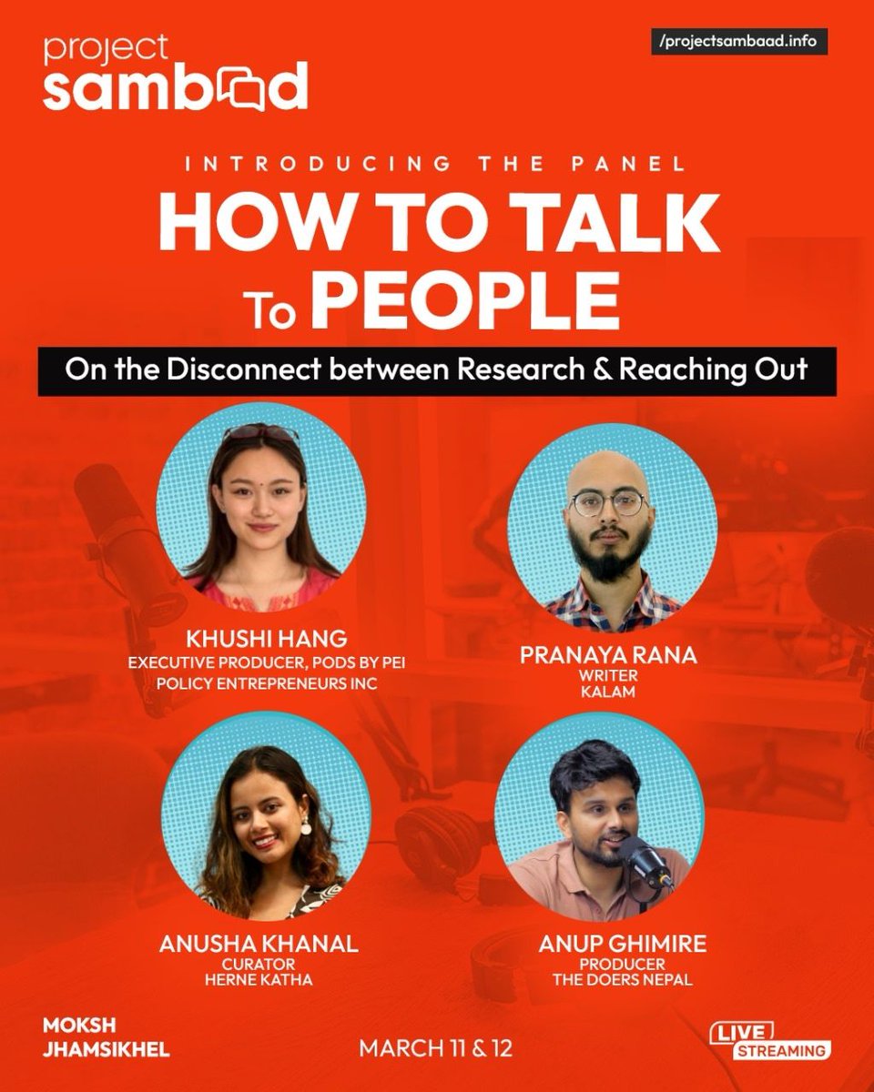 Happening right now! at Moksh. <a href="/projectsambaad/">projectsambaad</a>  Bhaag II

How to Talk to People: On the Disconnect between Research and Reaching Out

Catch us live at  youtube.com/live/5HNCExsPO…