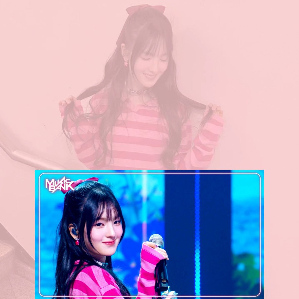 Gyqubin's tweet image. 💗🎀  𓂃 ࣪˖ Under the shimmering lights of Music
Bank, I pour my heart into every note of  𝑳𝑰𝑲𝑬 𝑼
𝟏𝟎𝟎.  Dressed in soft pink,  wrapped in melodies
and  dreams,  I  sing  for  you—hoping  my  voice
reaches  where words cannot. Can you hear the
love in every lyric.