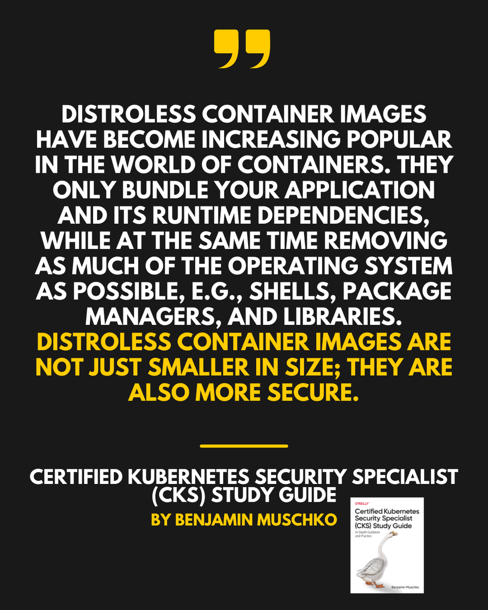 cpmassivepro's tweet image. #Distroless container images have become increasing popular in the world of containers. Distroless container images are not just smaller in size; they are also more secure. #kubernetes