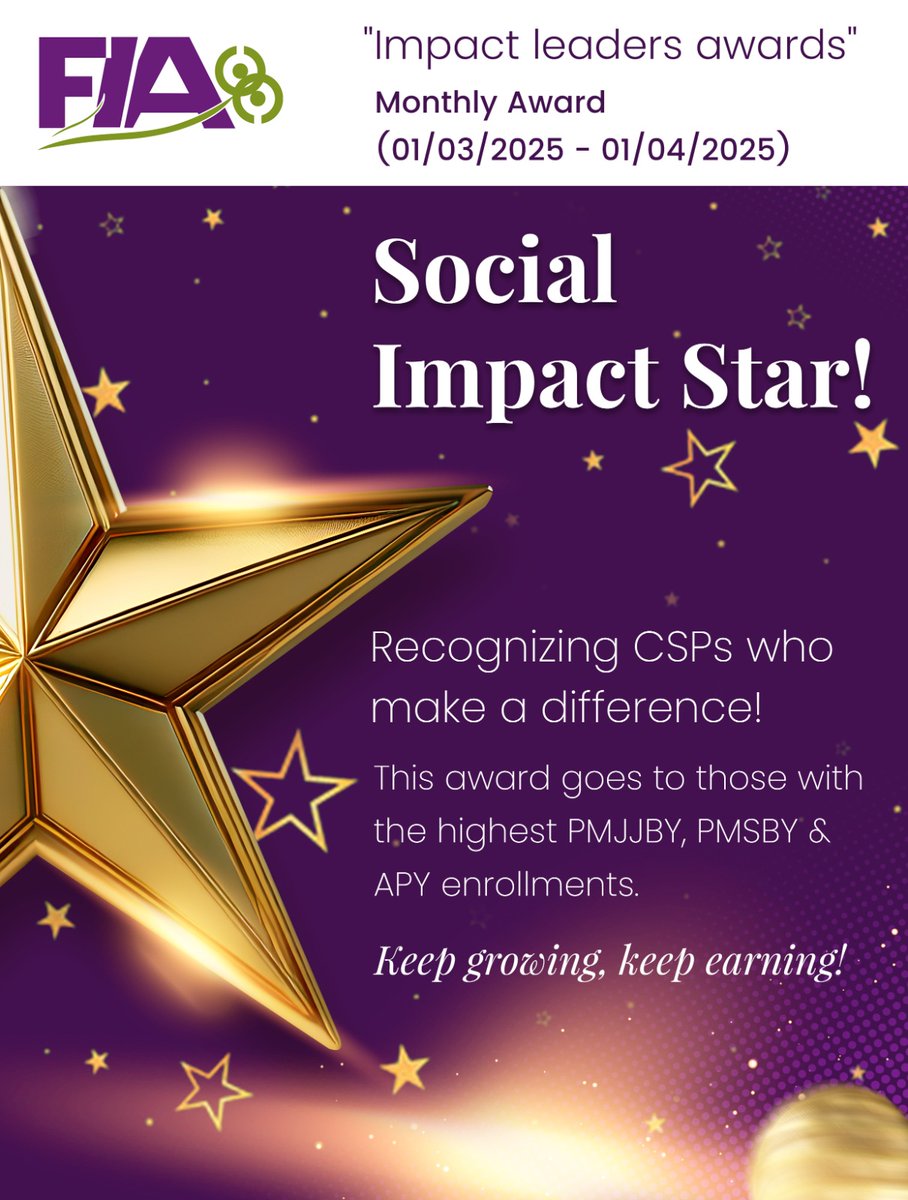 Impact Leaders Awards (CSP) March 2025
It’s time to celebrate your hard work and success!
You can be the next FIA Champion, Growth Guru, Social Impact Star, Kiosk King/Queen, and Shakti CSP – Your moment to shine is here!

#ImpactLeadersAwards #FIA #HarModPeFIA #MakeAnImpact #CSP