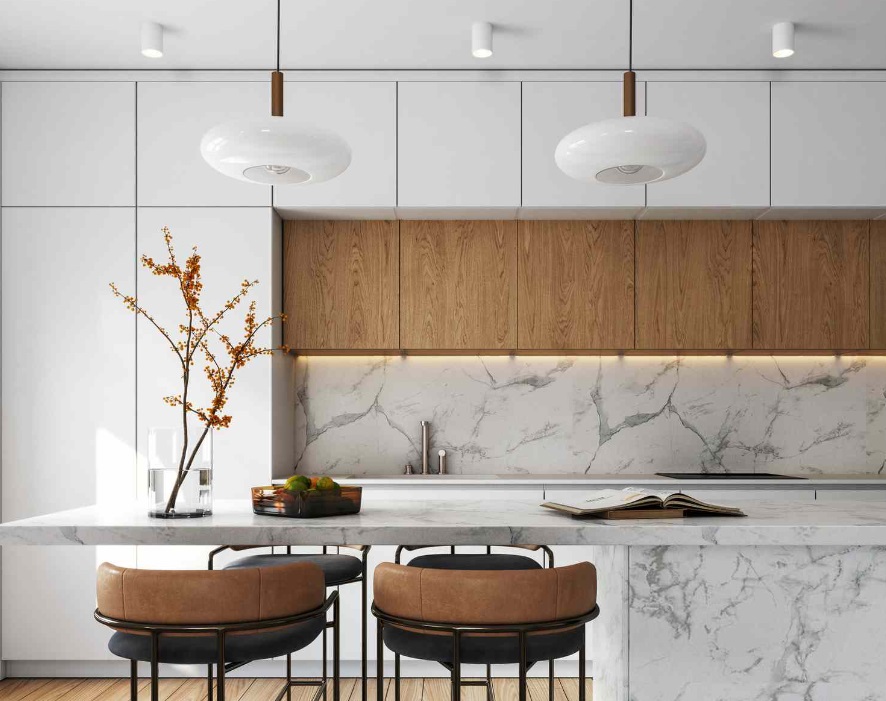 CabinetDIY's tweet image. A DIY kitchen renovation that defines modern elegance! The contrast of warm wood, sleek white cabinets, and marble textures makes this space both stylish and functional. Would you try this look?  

#DIYKitchen #MinimalistDesign #HomeGoals