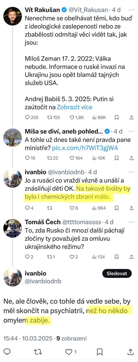Tomáš Čech (@ttttomassss) on Twitter photo Takhle příznivci ministra vnitra <a href="/Vit_Rakusan/">Vít Rakušan</a> zkoušejí obhajovat jeho příspěvek.
Není to podněcování či nebezpečná výhrůžka zakázanými zbraněmi hromadného ničení, resp. vraždou? Takhle příznivci ministra vnitra <a href="/Vit_Rakusan/">Vít Rakušan</a> zkoušejí obhajovat jeho příspěvek.
Není to podněcování či nebezpečná výhrůžka zakázanými zbraněmi hromadného ničení, resp. vraždou?