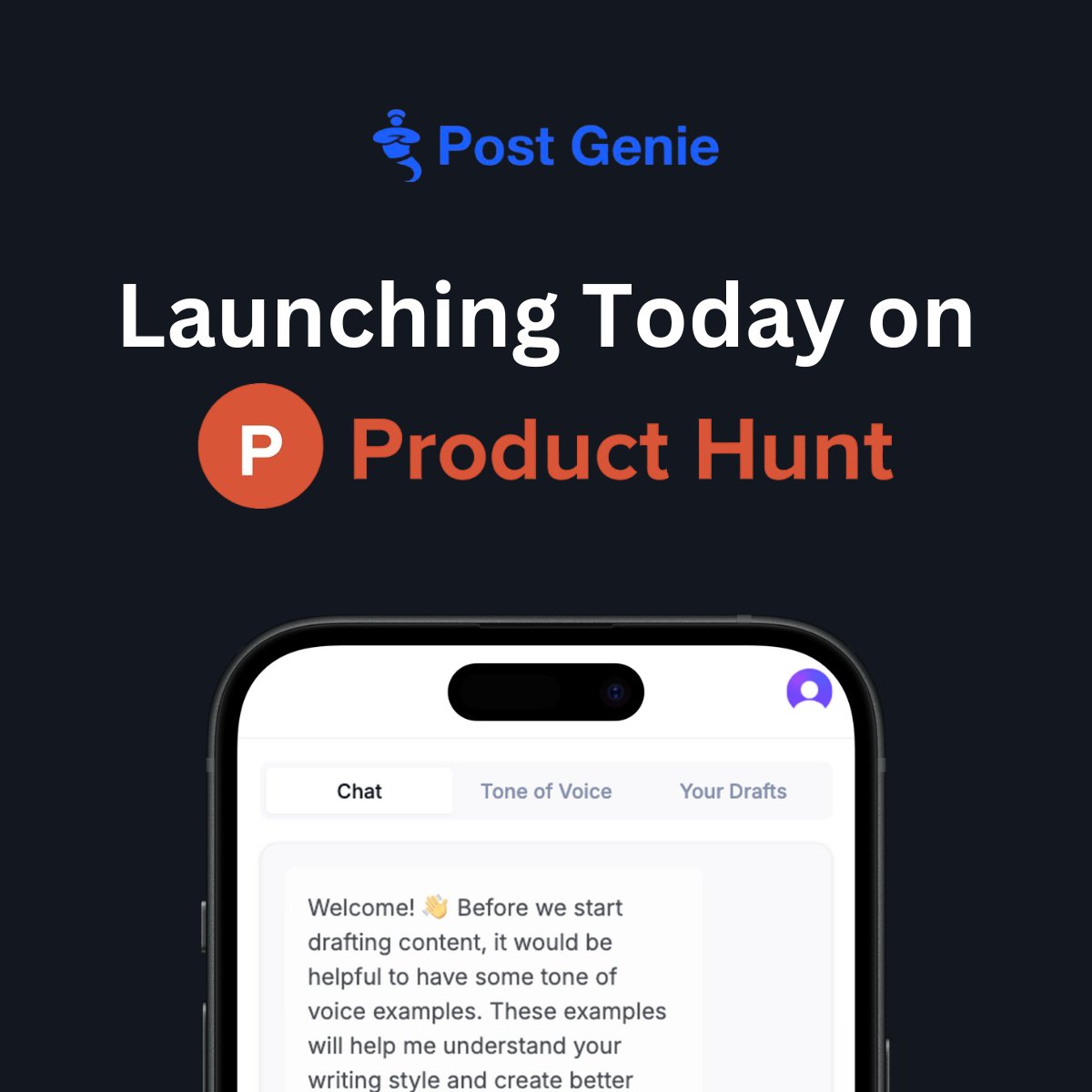 Post Genie (@heypostgenie) on Twitter photo 🚀 Post Genie is launching on <a href="/ProductHunt/">Product Hunt 😸</a> in 2 hours!
Speak your thoughts → Get strategic LinkedIn posts in 60 seconds.
Marketing consultants are saving 45+ min per post and gaining more visibility.
Support us: producthunt.com/posts/post-gen…
Tag someone who needs this! 🧞♂️ 🚀 Post Genie is launching on <a href="/ProductHunt/">Product Hunt 😸</a> in 2 hours!
Speak your thoughts → Get strategic LinkedIn posts in 60 seconds.
Marketing consultants are saving 45+ min per post and gaining more visibility.
Support us: producthunt.com/posts/post-gen…
Tag someone who needs this! 🧞♂️