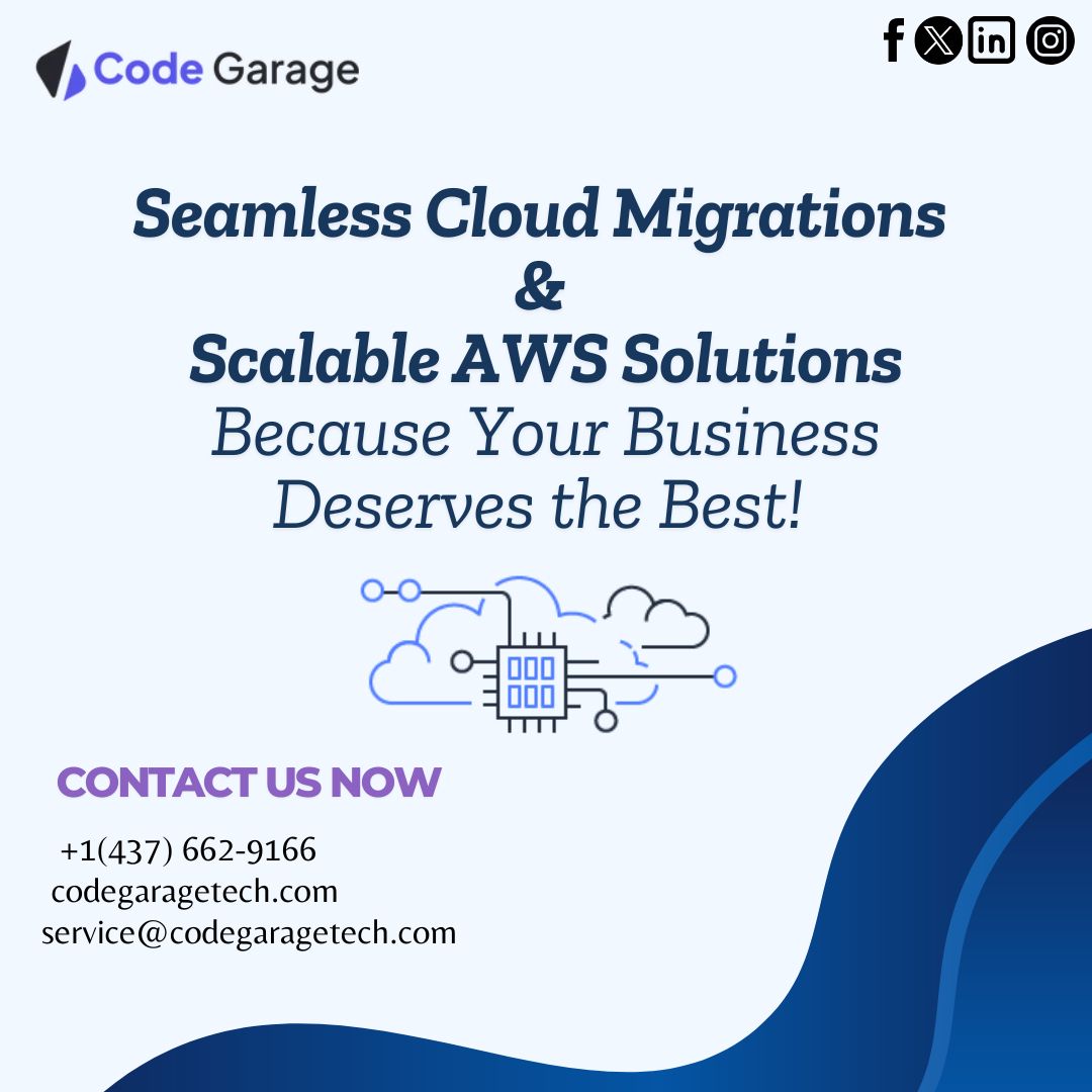 codegaragetech's tweet image. Get in touch today and let’s build a scalable, secure, and high-performance cloud infrastructure for you! 

🌐 codegaragetech.com
📞 +1 (437) 662-9166
📧 service@codegaragetech.com

#CodeGarageTech #AWSCloudSolutions #CloudInnovation #BusinessTransformation