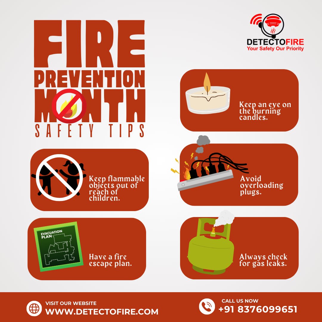 🔥 Fire Prevention Month: Stay Safe! 🔥

✅ Keep an eye on burning candles.
✅ Avoid overloading plugs.
✅ Keep flammable objects away from kids.
✅ Check for gas leaks.
✅ Have a fire escape plan.
Your safety is our priority! 🚨 #FireSafety #FirePrevention #StaySafe #safety