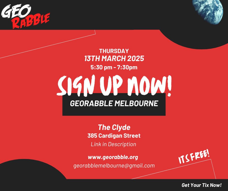 georabble's tweet image. Only two sleeps left until our first GeoRabble event of 2025!!! We have an awesome line up of speakers planned and we can't wait to catch up with our beloved geospatial community. Grab your FREE tickets here: trybooking.com/CZSLQ