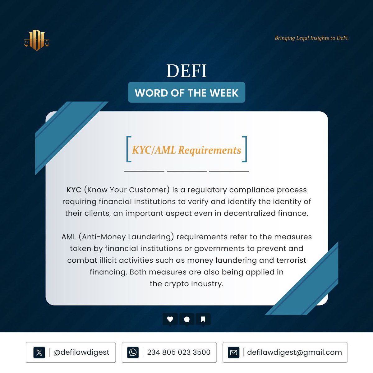 DeFiLawDigest's tweet photo. Here’s our #WordOfTheWeek!✨

Our goal with this is to demystify complex DeFi and legal concepts—one term at a time—to help you better understand DeFi and DeFi Law.

Follow us for more!⚖️✨

#DeFi #Blockchain #Crypto #CryptoEducation #DeFiPolicy #CryptoRegulation #DeFiLawDigest https://t.co/PdnBggoNbi