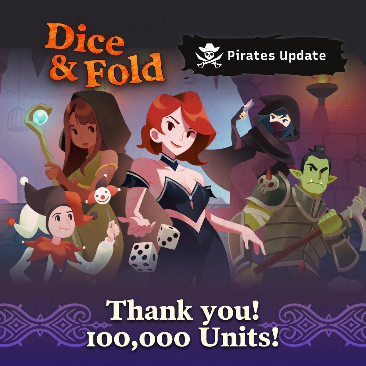 🎉 Dice &amp; Fold has officially sold 100,000 units!

We released 🏴‍☠️ Pirates Update a few days ago, the 4th free content update since the release. (5th on the way)

Thank you for playing! #gamedev