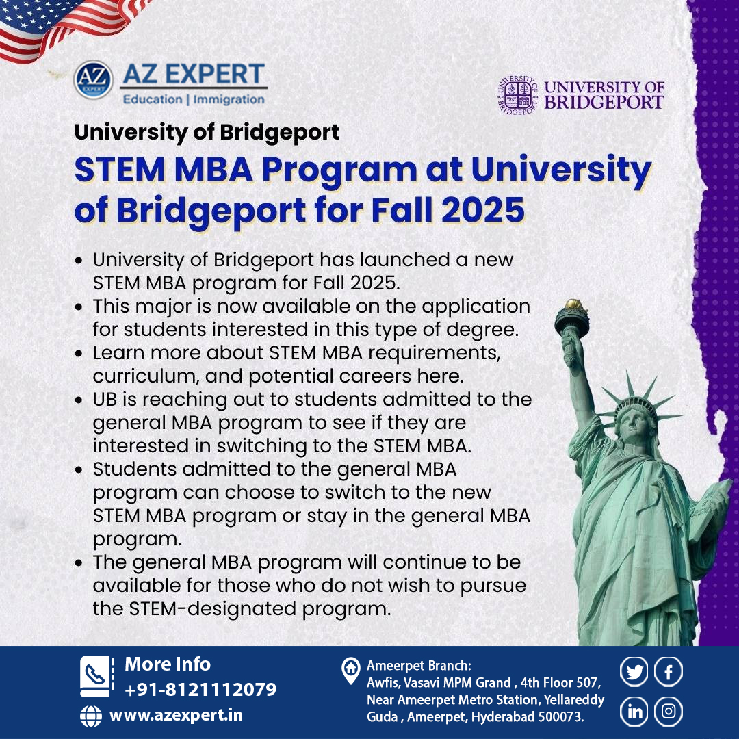 azexpertglobal's tweet photo. π Breaking News: STEM MBA at University of Bridgeport! ππ‘
π Call: +91-8121112079
π Apply Now: https://t.co/VPH0lhRaPR
#STEMMBA #MBA #UniversityOfBridgeport #StudyAbroad #STEMEducation #Scholarships #StudyAbroad #azexpert #CareerGrowth https://t.co/6CtgYX1uQe