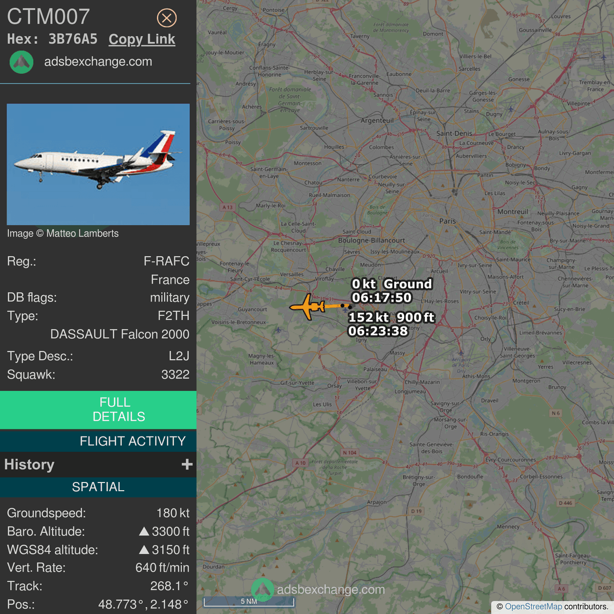 FlottePresident's tweet photo. 🛫 Un Dassault Falcon 2000EX 🇫🇷 République Française vient de décoller près de Villacoublay/Vélizy, France.
Vol #CTM007, immatriculation #FRAFC.
Suivre le vol : https://t.co/VFWGrIKKMO https://t.co/vQihPSHFoz