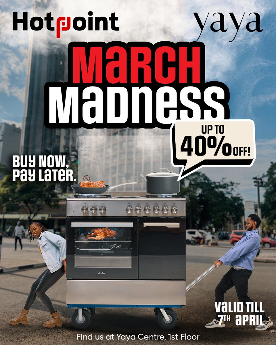 Yaya Centre (@yayacentreke) on Twitter photo Get up to 40% off on appliances and electronics <a href="/HotpointKenya/">Hotpoint Appliances Limited</a>. Buy now, pay later options available! Visit our Hotpoint Appliances retail outlet located on the first floor, Yaya Centre to enjoy these offers. Get up to 40% off on appliances and electronics <a href="/HotpointKenya/">Hotpoint Appliances Limited</a>. Buy now, pay later options available! Visit our Hotpoint Appliances retail outlet located on the first floor, Yaya Centre to enjoy these offers.