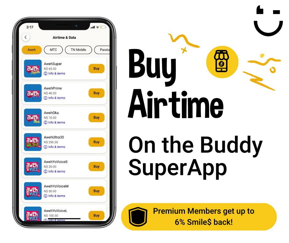 JustAskBuddy's tweet photo. Buy 𝐀𝐢𝐫𝐭𝐢𝐦𝐞 on your Buddy SuperApp!📱😉

𝐏𝐫𝐞𝐦𝐢𝐮𝐦 𝐌𝐞𝐦𝐛𝐞𝐫𝐬 get up to 𝟔% 𝐒𝐌𝐈𝐋𝐄$ 𝐁𝐀𝐂𝐊 when you purchase Airtime or Data on your Buddy SuperApp!🤳
Buddy SuperApp: https://t.co/CDktu8qcXT

#buddy  #quick #nofees  #supportlocal  #buddysuperapp
Ts&amp;Cs Apply https://t.co/YsIwicK7Di