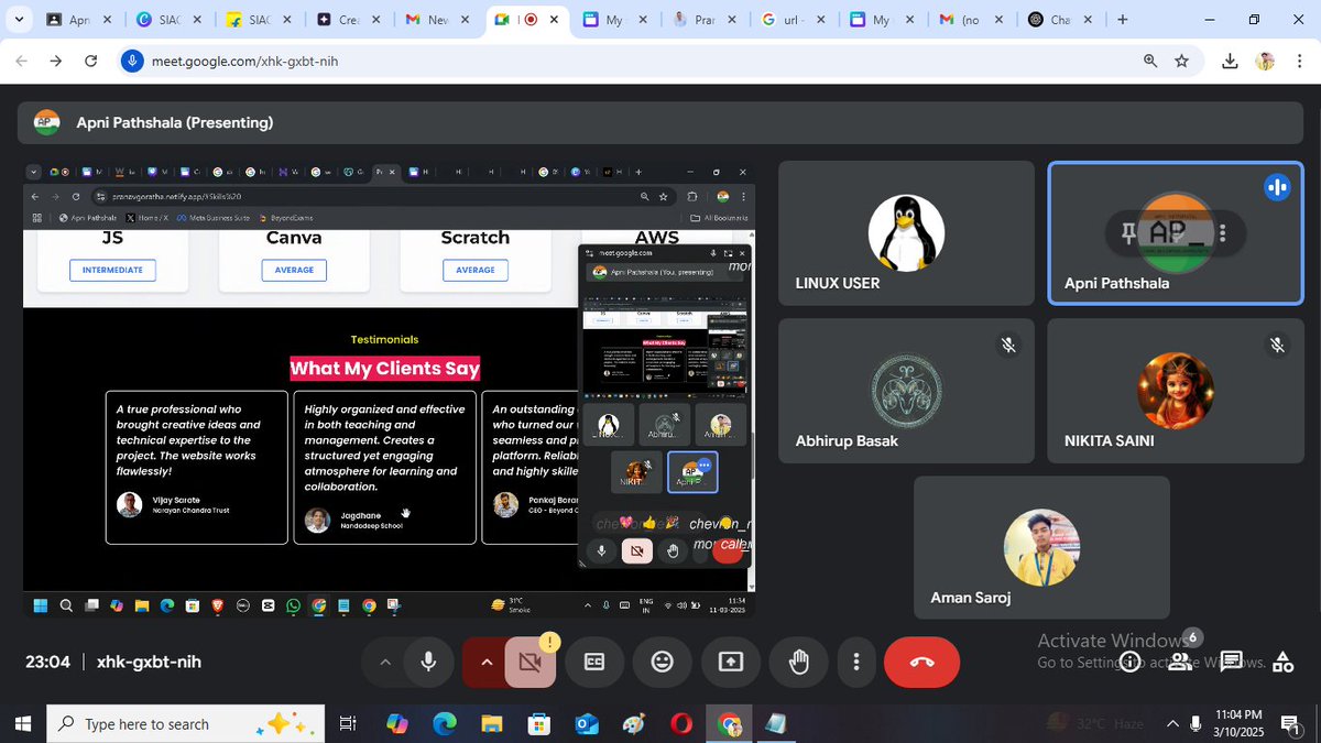 AmannSaroj's tweet photo. Today completed the 4th lecture as the brand ambassador of ApniPathshala! Learned what a domain is, what a server is, how hosting works, and created a website’s home page and about page. 🚀#Learning  #ApniPathshala #WebDevelopment @PranavGorathe @malpani @apnipathshala_  @canva https://t.co/QroCeMpa85