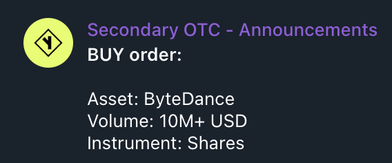 OpenZenjin's tweet photo. Markets so bad people be bidding Bytedance https://t.co/k7zBtHO9r8