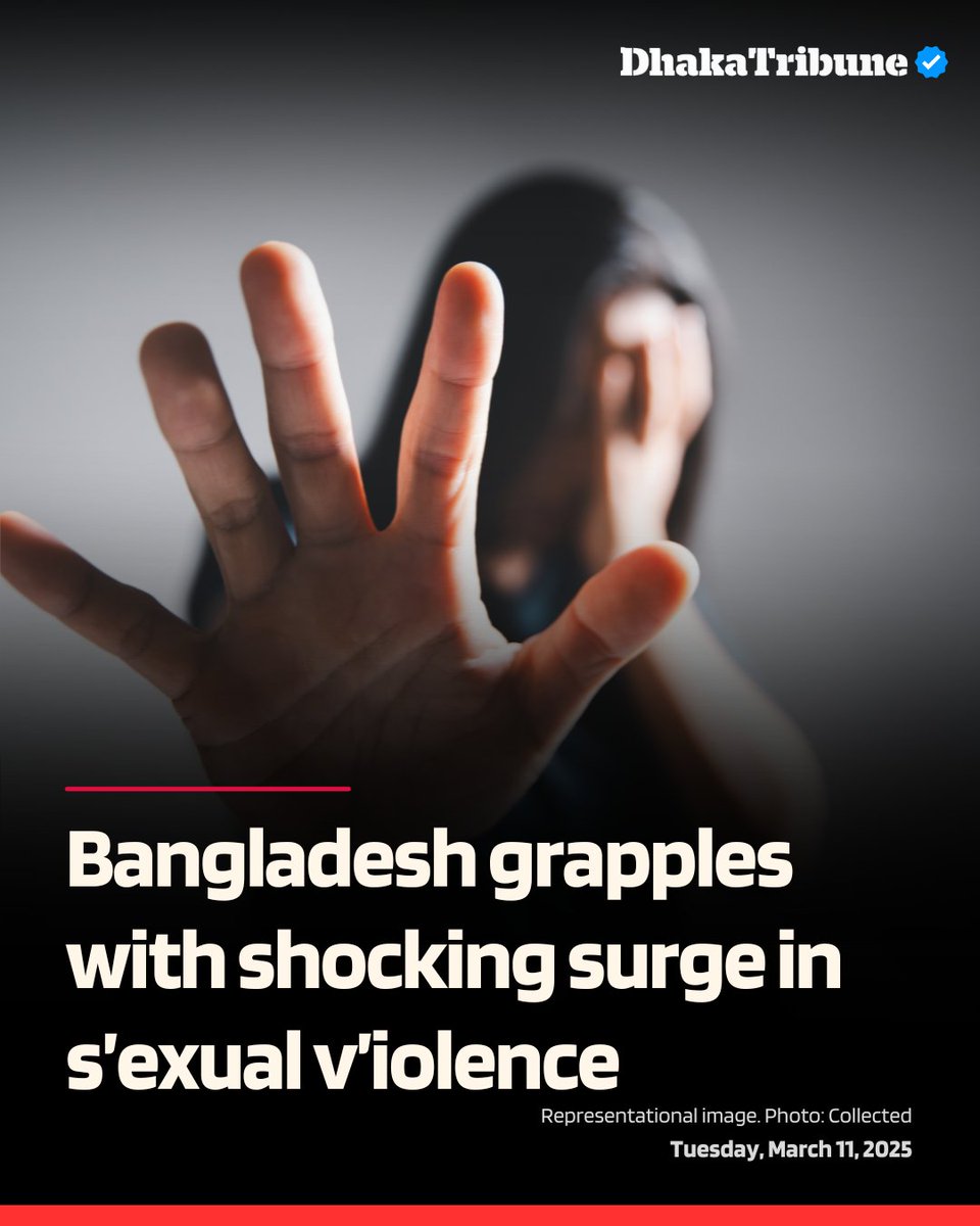 DhakaTribune's tweet image. Details:dhakatribune.com/375966

#DhakaTribune #SexualViolenceBangladesh #RapeCases #ViolenceAgainstWomen #crimereport #WomenRightsBangladesh