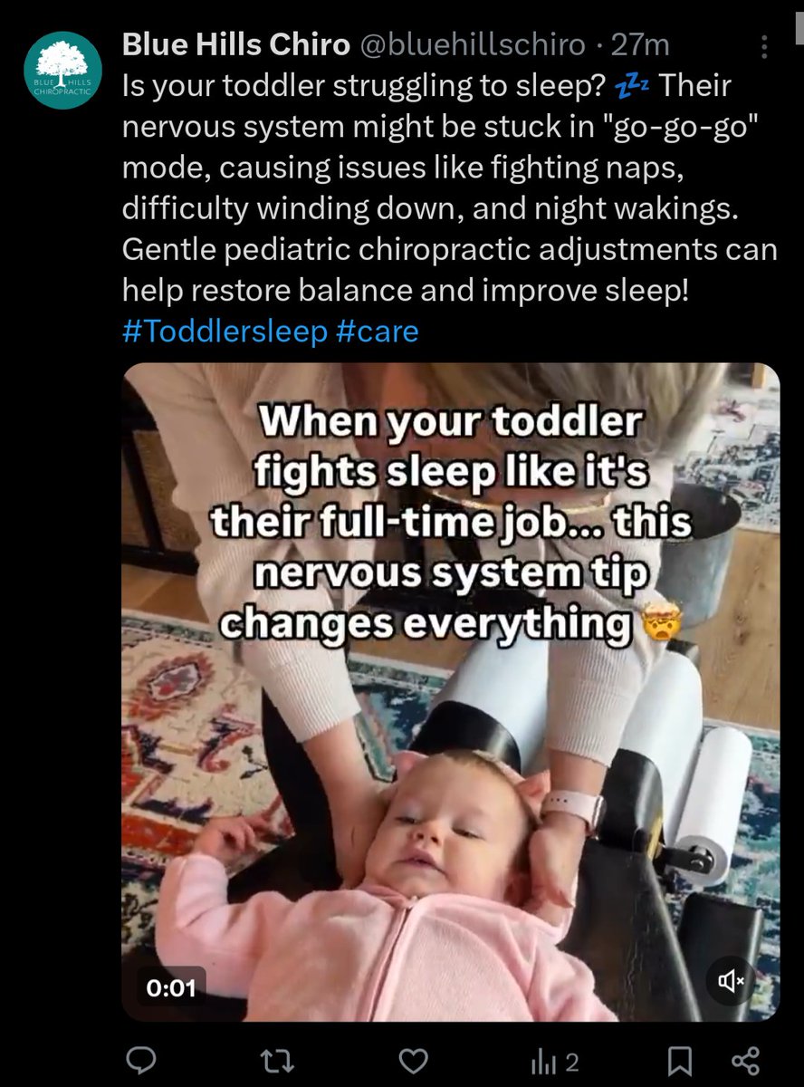 Chiropractors, and in many countries including the UK osteopaths, literally make up reasons to try and justify their treatments for babies and children. These treatments don't "restore balance" (what does that even mean?!), improve sleep or have any other benefits