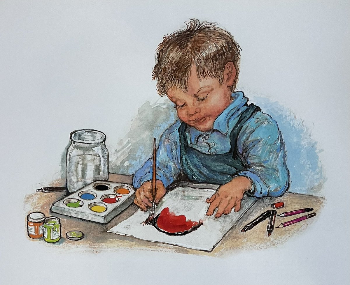 ‘What shall I paint?’ Alfie asked. 

Alfie did not want to paint leaves and berries. He already had a better idea. He dipped his brush carefully into the paint and began his picture. 

Alfie Wins a Prize