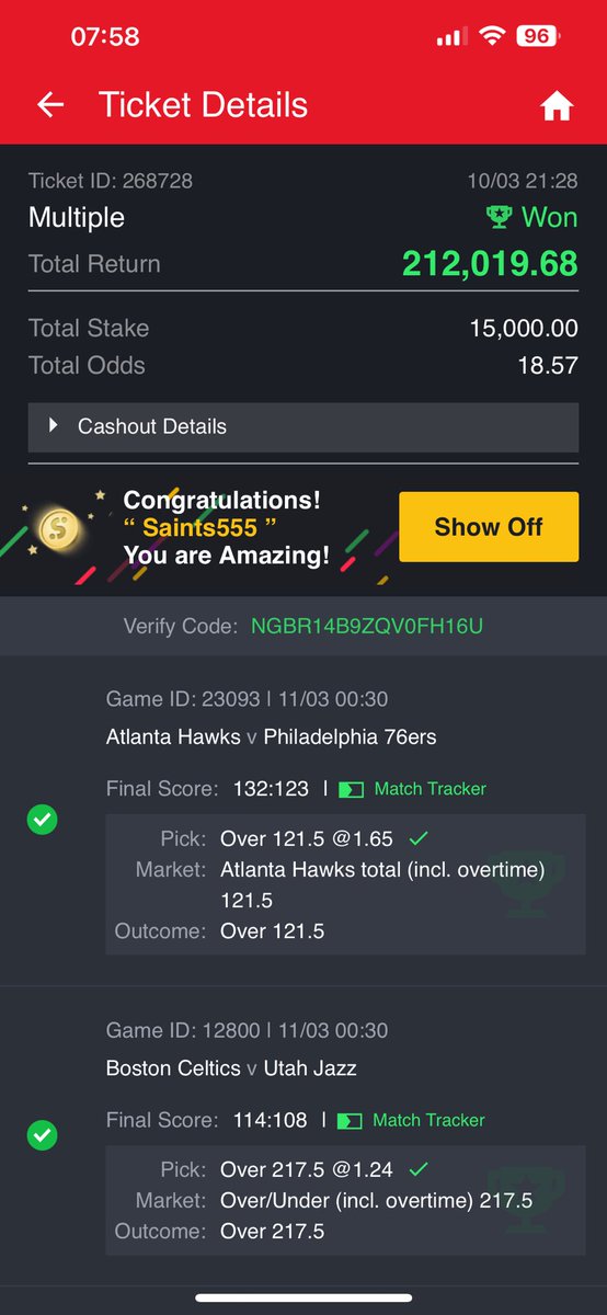 paulbagins's tweet image. Damn🤔, I cashed out and everything played 😩. Not Bad sha ✅✅✅