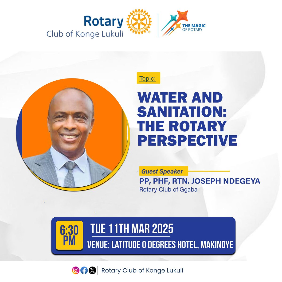 Rotary Club of Konge Lukuli (@rc_kongelukuli) on Twitter photo Come join us today <a href="/TheLatitude0/">Latitude 0ยฐ</a> as we delve into the matters of Water and Sanitation with Rtn Joseph.
๐๏ธTuesday March 11th
๐ฐ๏ธ 6:30pm Come join us today <a href="/TheLatitude0/">Latitude 0ยฐ</a> as we delve into the matters of Water and Sanitation with Rtn Joseph.
๐๏ธTuesday March 11th
๐ฐ๏ธ 6:30pm