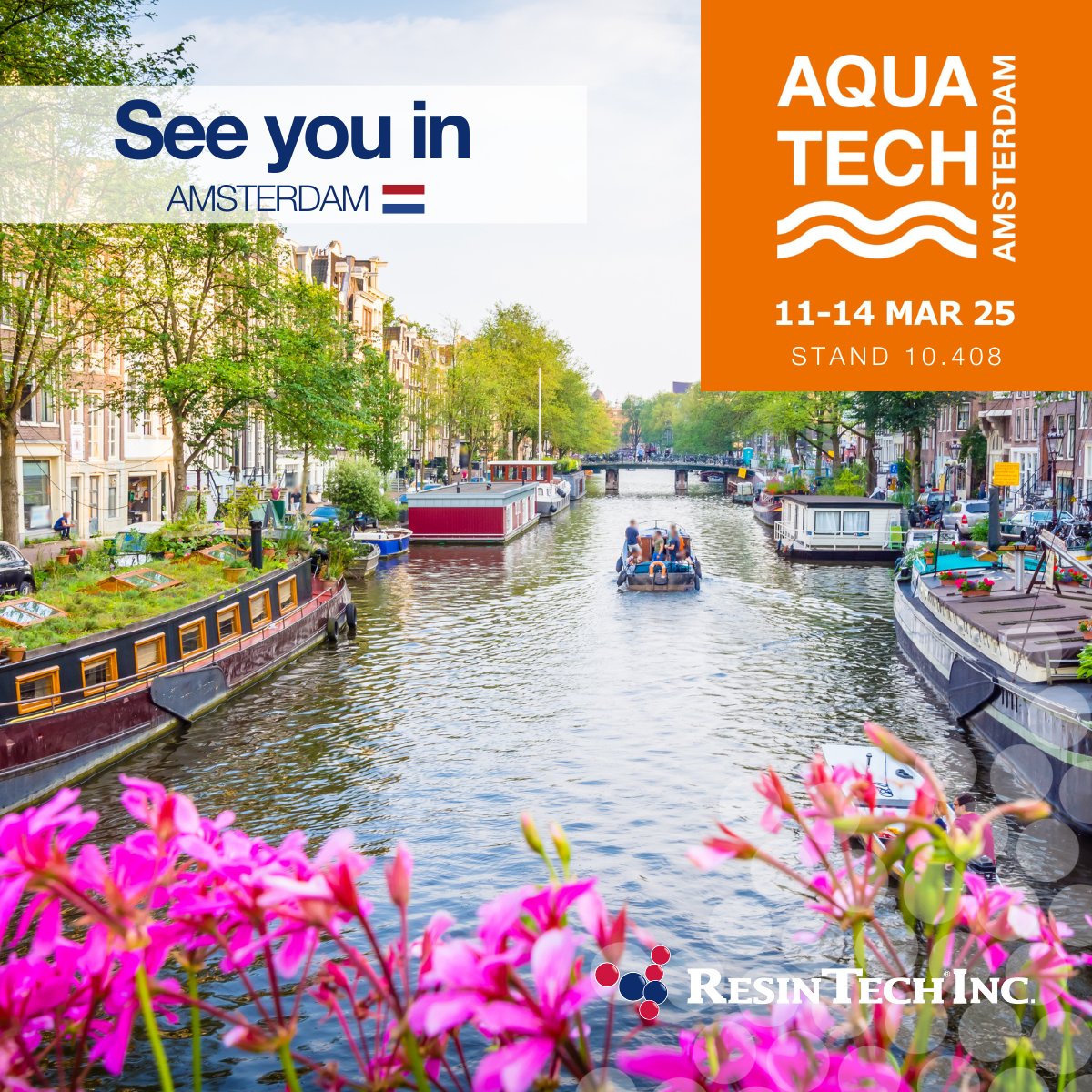 ResinTech's tweet photo. @Aquatech Amsterdam is here! Are you ready to talk #watertreatment? From PFAS removal to pharmaceutical waste solutions, chlorate reduction, and industrial pollution treatment, #ResinTech has the technology to help solve your toughest water challenges. Let’s connect!

#aquatech https://t.co/QnTeV9YHJn