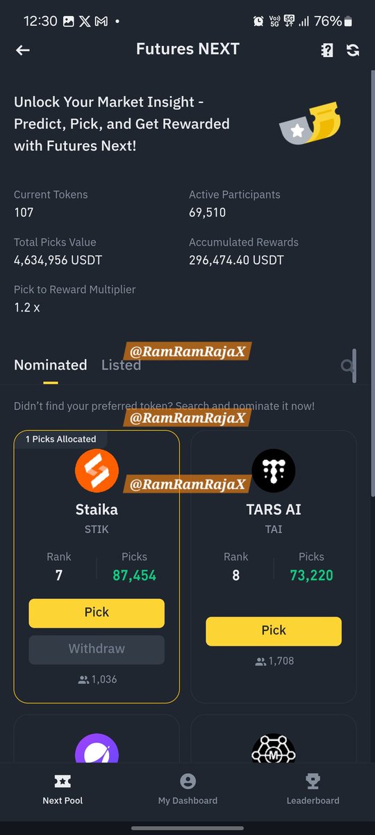 RamRamRajaX's tweet photo. @staika_official Already voted for #Staika 🚀 Let’s take it to the top on #BinanceFutureNext Big things ahead bullish on this project. 🔥💎 https://t.co/OgWMy8AICC