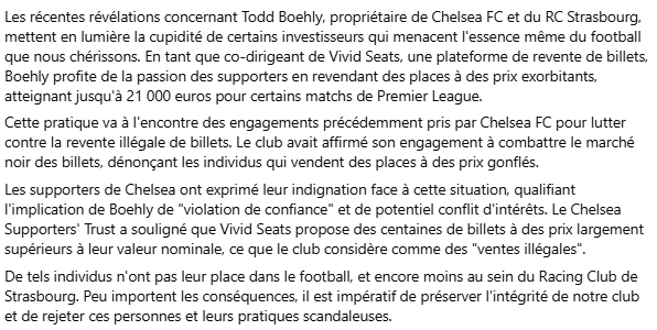 fsrcs's tweet image. Todd Boehly : un président qui exploite les supporters pour son profit personnel ? 🔵⚪

Restons vigilants et défendons l'âme de notre club.

Allez Racing 🔵⚪

#Nonàlamultipropriété #BlueCoOut