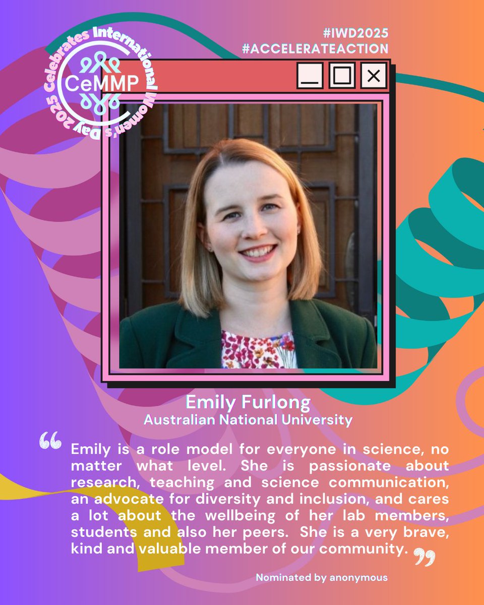 ARC CCeMMP (@ccemmp) on Twitter photo Today we also want to highlight Emily Furlong from ANU 👏
Stay tuned for more in our #CCeMMP #IWD25 series!🔊
#IWD2025 #WomenInScience #AccelerateAction
<a href="/arc_gov_au/">Australian Research Council</a> Today we also want to highlight Emily Furlong from ANU 👏
Stay tuned for more in our #CCeMMP #IWD25 series!🔊
#IWD2025 #WomenInScience #AccelerateAction
<a href="/arc_gov_au/">Australian Research Council</a>