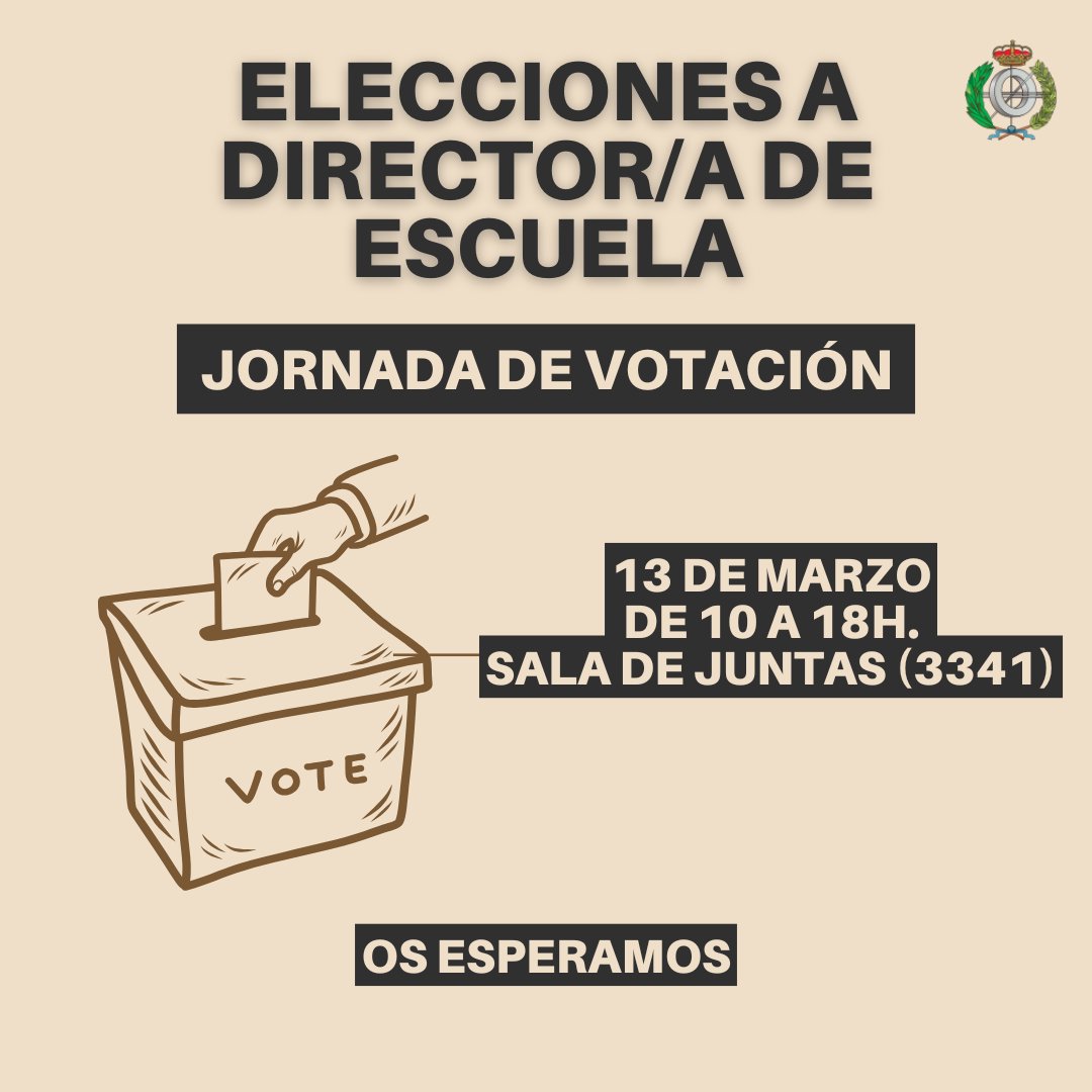 informaticaupm's tweet image. El próximo jueves día 13 de marzo se celebrará el voto presencial a las elecciones a Director/a de la ETSIINF.
En la sala de juntas (3341) de 10 a 18h.
No faltéis!!!