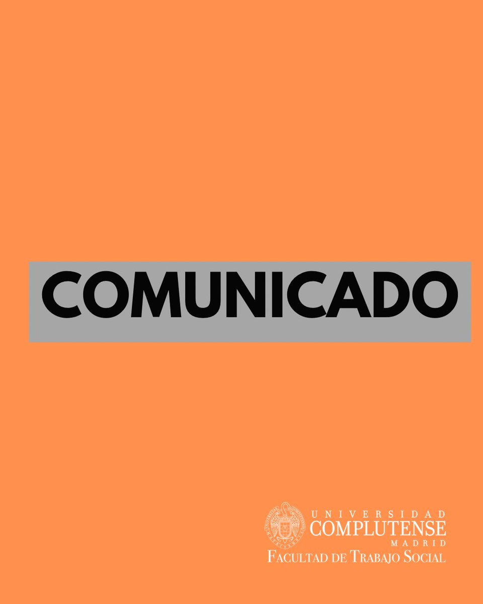Desde la Facultad de Trabajo Social de la Universidad Complutense de Madrid queremos mostrar nuestra preocupación y condena ante el asesinato de la educadora ocurrido en el piso residencial de cumplimiento de medidas judiciales de menores en Badajoz.
 (1/7)