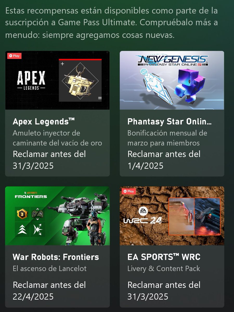 Xbox_Jugones's tweet image. ¡No te olvides de reclamar tus recompensas! #XboxGamePassUltimate.