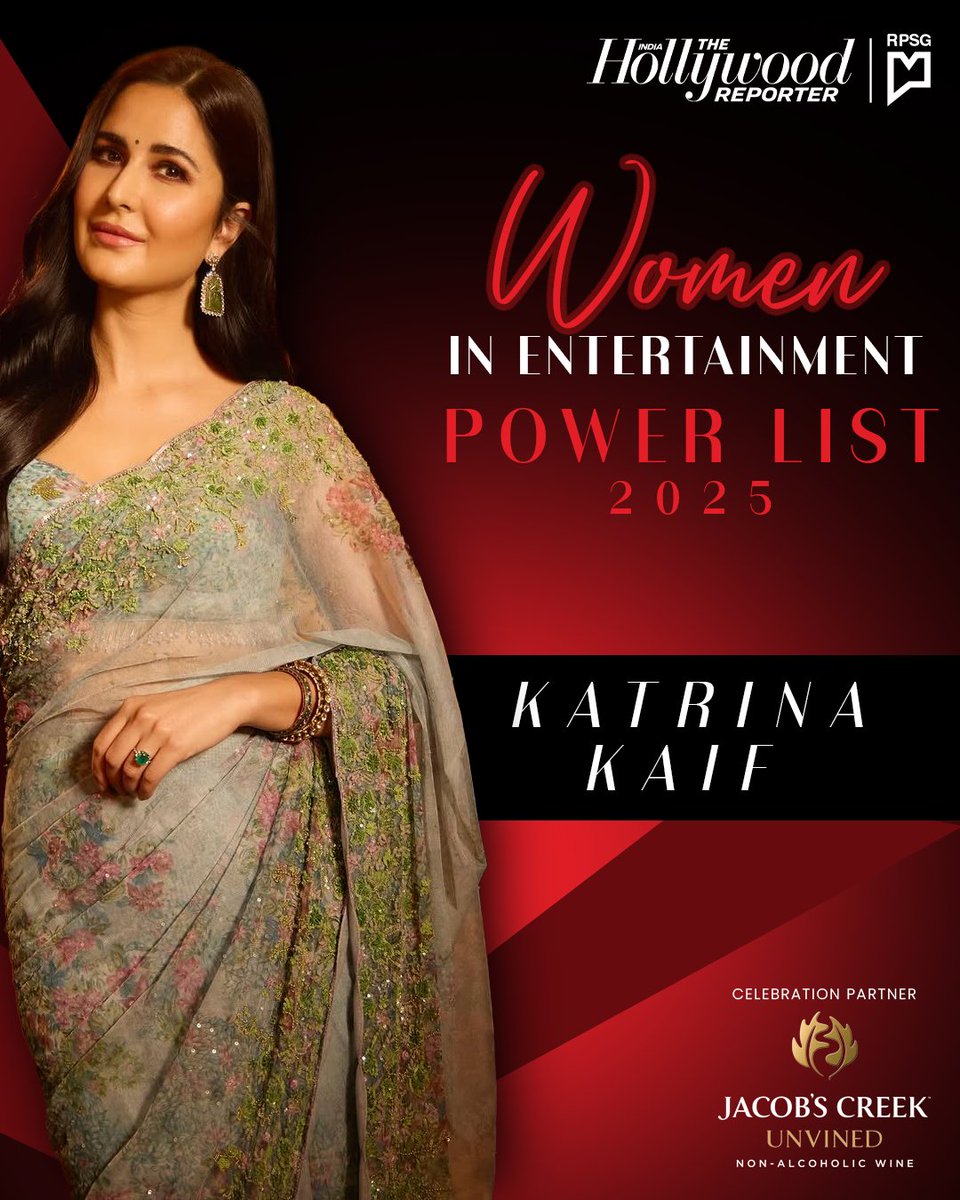 #KatrinaKaif has emerged as one of the biggest stars of Hindi cinema. She also went beyond the image of a Bollywood star &amp; became an entrepreneur, with Kay Beauty.

She features on #THRIndia's #WomenInEntertainment Power List, 2025. 

#JacobsCreekUnvined
#CelebrationPartner