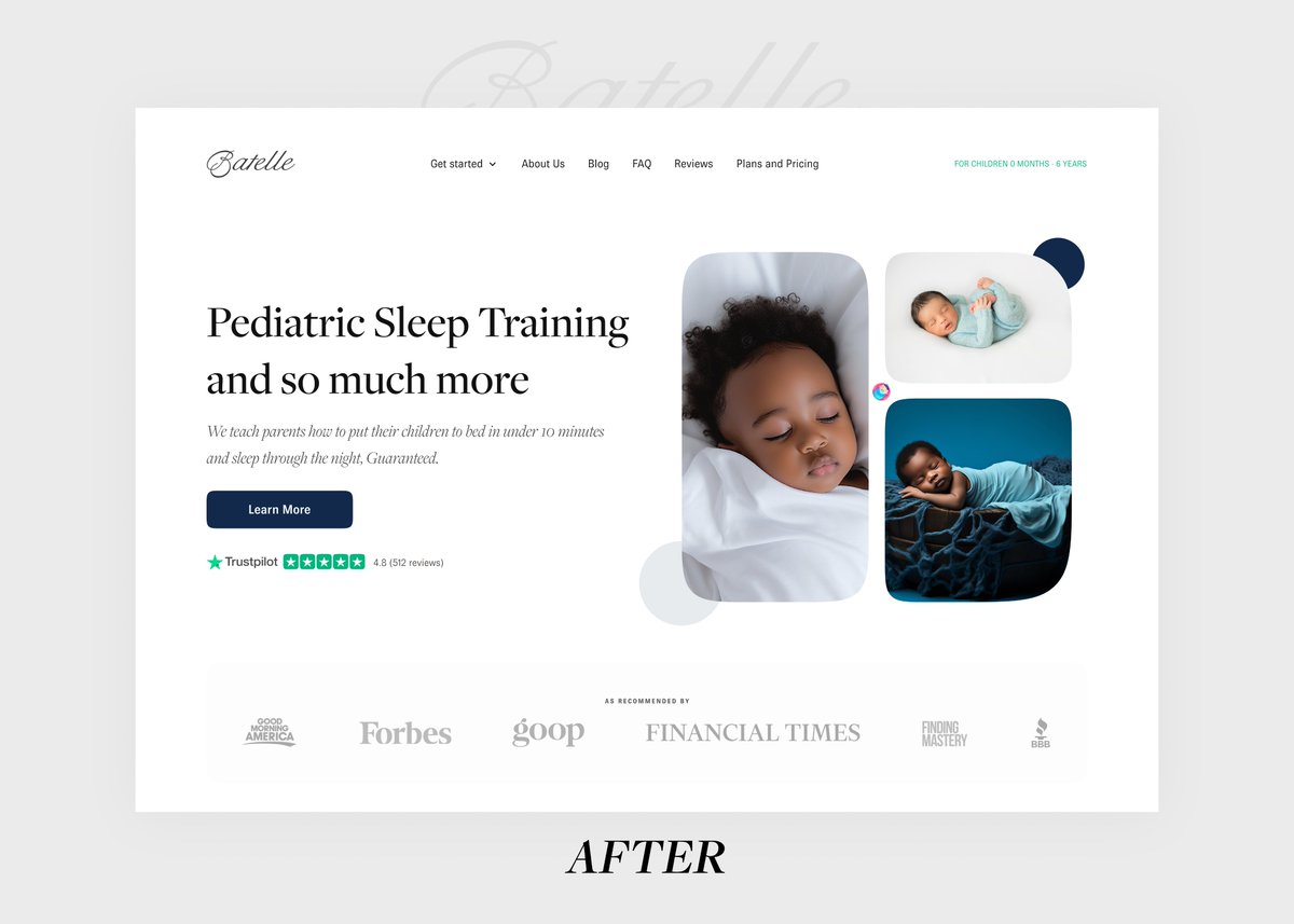 PAULTIMILEHIN1's tweet photo. Gm 🤍

Redesigned the hero section of the Batelle website, which focuses on pediatric sleep training.

First image: Before
Second image: After

@duediler 

Would love your feedback! 👇

#UIDesign #UXDesign #WebDesign #Redesign #SleepTraining #parentingpositivity https://t.co/Ii3hGNCgIG