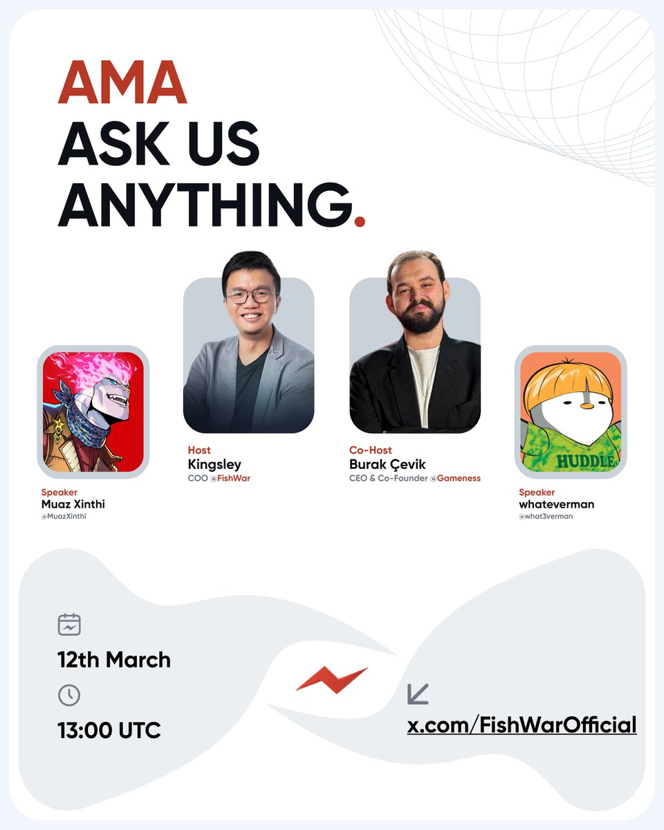 Road to Listing!🔥

Since both <a href="/Gamenessapp/">Gameness</a> and <a href="/FishWarOfficial/">Fishwar.io</a>'s TGE are approaching, we wanted to host a joint AMA.⚡

Plus, we’ll have two valuable guests joining us! 
🎙️<a href="/MuazXinthi/">| ᴍᴜᴀᴢ |</a> <a href="/what3verman/">✨whateverman✨🎙️</a> 

We’re looking forward to seeing you all tomorrow—don’t forget to click the link