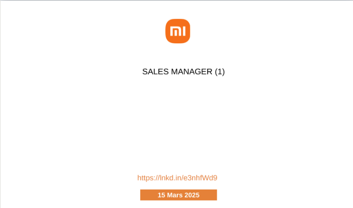 EmploisCi's tweet image. 🚨🇨🇮 OFFRE D&apos;EMPLOI - XIAOMI 🚨🇨🇮📍 Lieu : Côte d’Ivoire
🏢 Entreprise : Xiaomi
📄 Poste à pourvoir : Sales Manager (1 poste)🔗 Postulez ici : lnkd.in/e3nhfWd9
📅 Date limite : 15 mars 2025#Recrutement #SalesManager #Ventes #Xiaomi #Emploi #CôteDIvoire #Opportunité