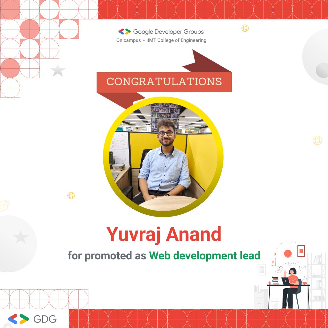GDSC_IIMT's tweet image. We are pleased to announce that @YuvrajA59207269 has been promoted to Web Development Lead for @GDSC_IIMT . He has consistently demonstrated exceptional technical proficiency, leadership qualities, and a strong commitment to our team’s growth and success.  
#gdgiimt #webdevlead.
