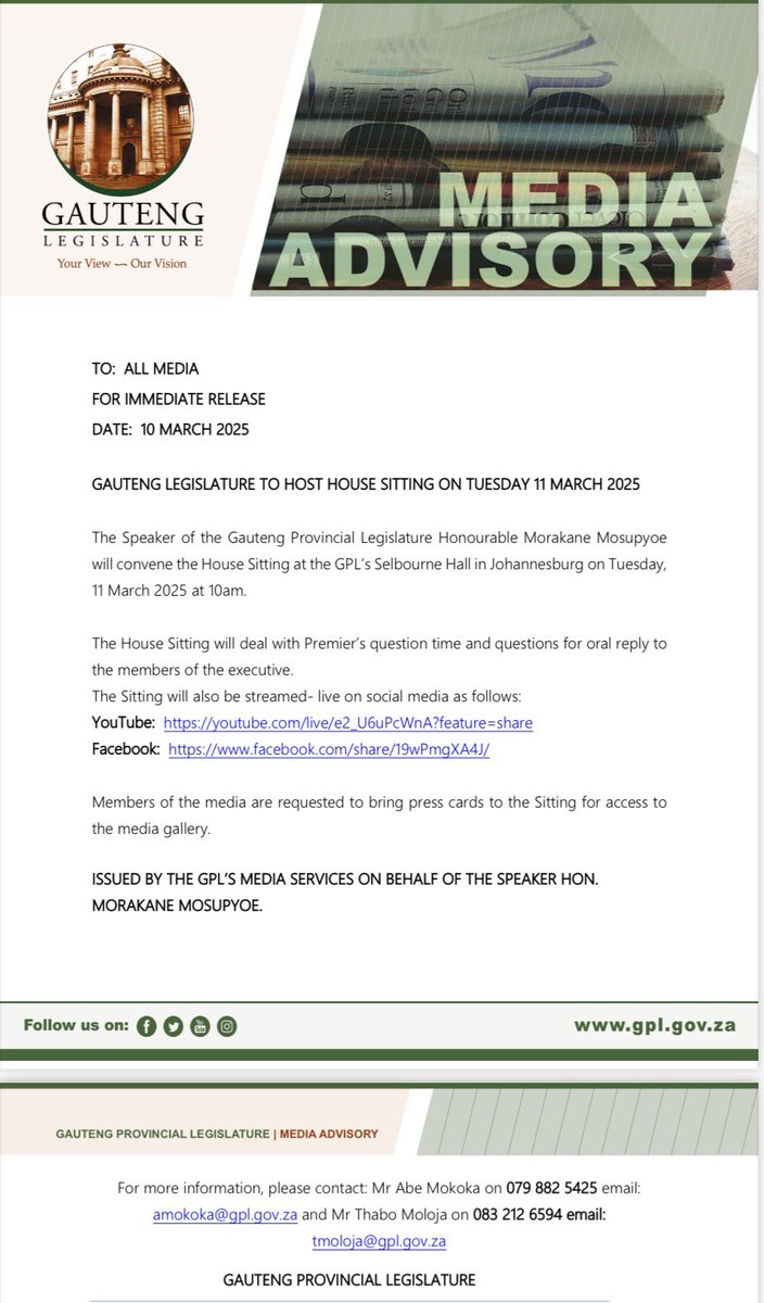 “Harnessing Parliamentary Diplomacy for Realisation of Global Solidarity, Equality and Sustainability””

Catch the proceedings of the House Sitting live on:
 
YouTube:   youtube.com/live/e2_U6uPcW…
 
or on
 
Facebook: facebook.com/share/19wPmgXA…