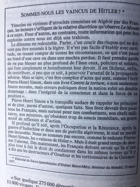 En hommage à Jean-Michel Apathie <a href="/jmapathie/">J M Apathie</a> , in Patrick Eveno et Jean Planchais, La Guerre d'Algérie, documents et témoignages, 1990